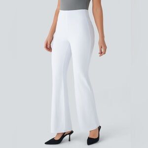 Halara Flex™ High Waisted Back Side Pocket Slight Flare Work Pants White LP